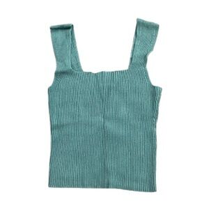 Abercrombie square neck cropped tank teal